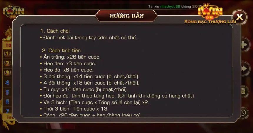 Game bài tiến lên với số người tham gia từ 2 đến 4 thành viên